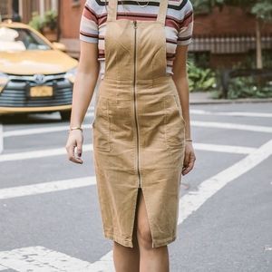 Minkpink Corduroy O Ring Overalls Midi Dress
